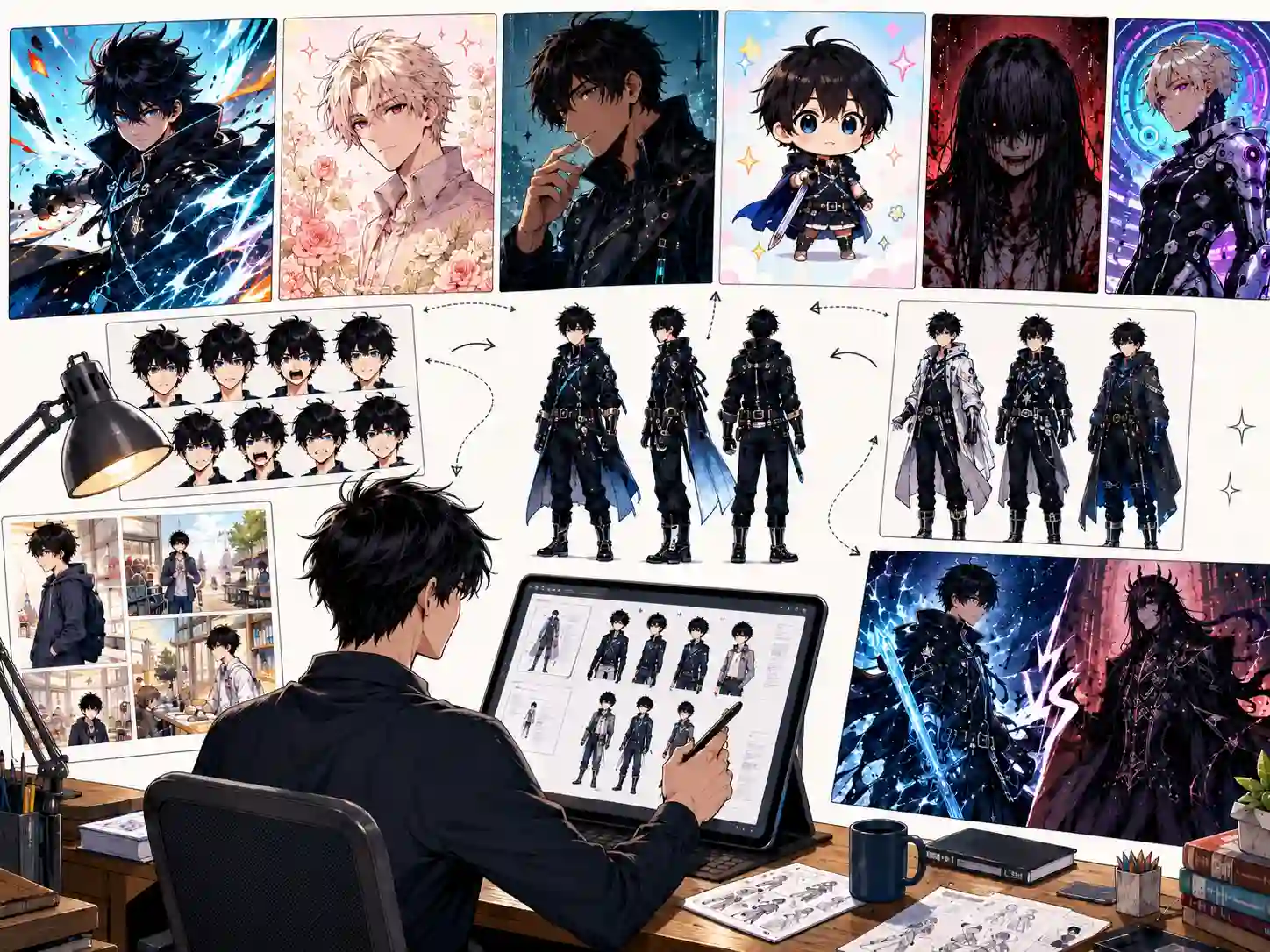 AI Manga Art Generator character design sample