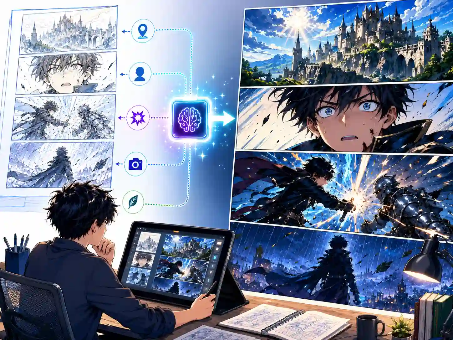 AI Manga Art Generator storyboard planning sample